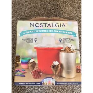 Nostalgia 4 Quart Electric Ice Cream Maker Frozen Yogurt Gelato Machine New
